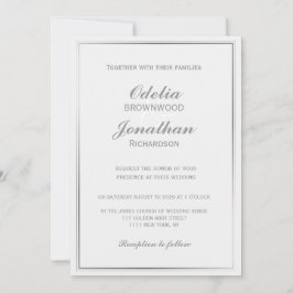 Enkel Elegant Silver Ram och Grått Bröllop Inbjudningar