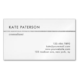 Enkel elegant silverglitterrand magnetiska visitkort