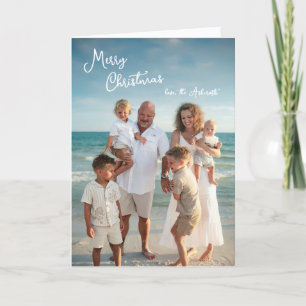 Enkel Elegant Skrift Familjefoto Jul Kort