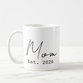 Enkel Elegant Skrift Ny Mamma Etablerad 2026 Kaffemugg