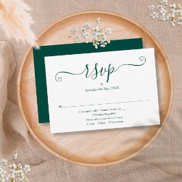Enkel Elegant Skrift Smaragdgrön Bröllop OSA Kort