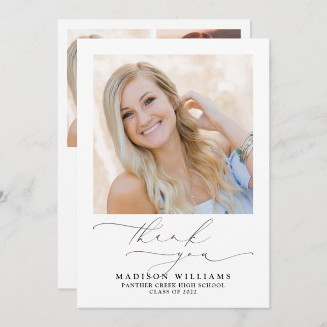 Enkel Elegant, skript 3, foto Studenten Tack Kort (Fram/baksida)