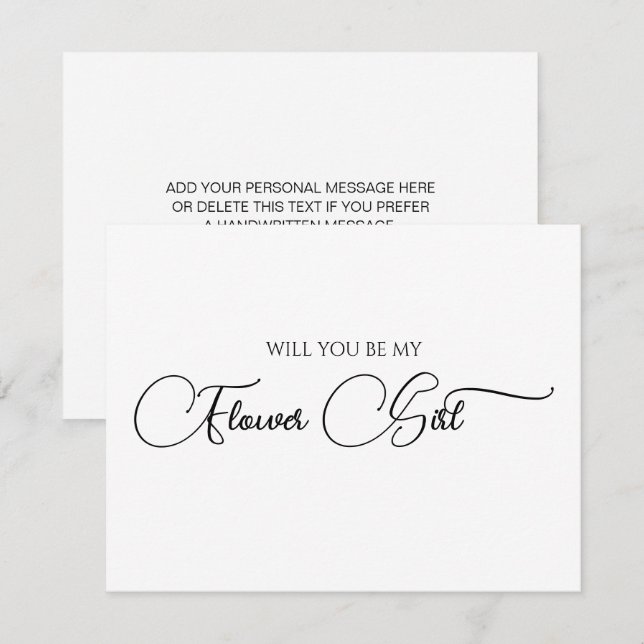 Enkel Elegant Skript Blomma Flickförfrågan Kort  (Fram/baksida)