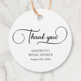 Enkel elegant skript bröllopsdusch tack gåvor etiketter