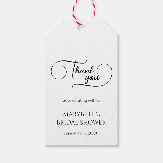 Enkel Elegant Skript Bröllopsdusch Tack Presentetikett (Framsidan)