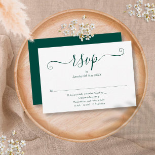 Enkel Elegant Skript Emerald Grönt Bröllop OSA Kort