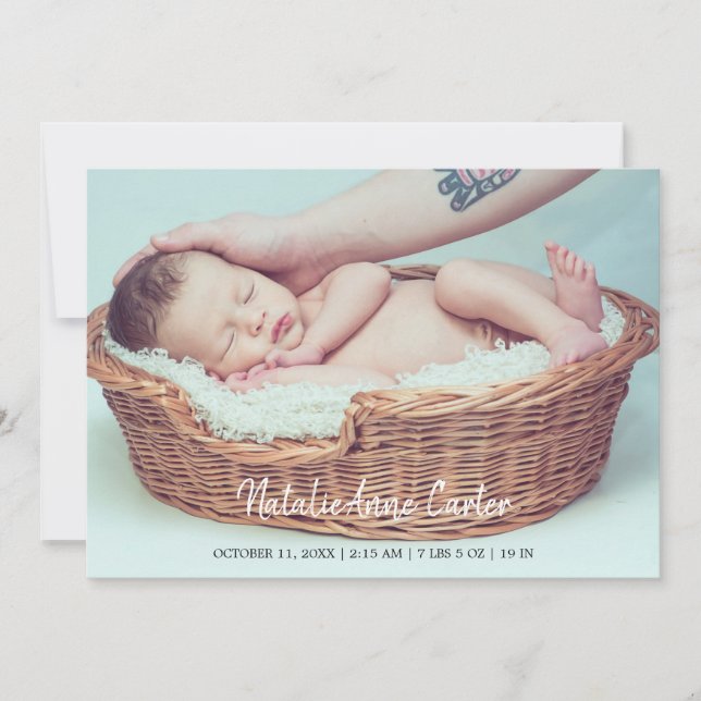 Enkel Elegant Skript Nyfödd Baby-minimalistisk Chi Meddelande (Framsida)