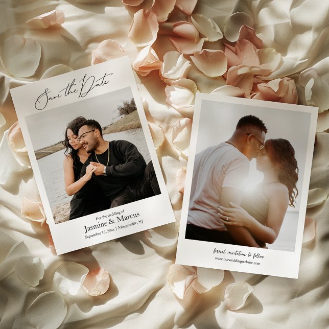 Enkel Elegant, skript Photo Bröllop spara datum Inbjudningar (Cherish the moment and announce your day with our captivating photo Save the Date invitation.)