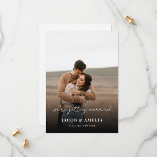 Enkel Elegant, skript Photo Bröllop Spara Datumet