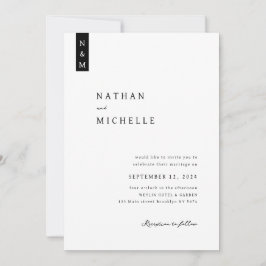 Enkel Elegant, skript Photo Monogram Bröllop Inbjudningar