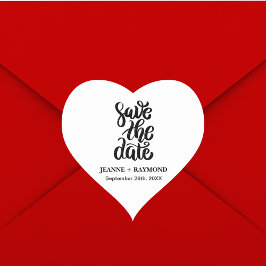 Enkel Elegant Skript Spara datumsymbolen Bröllop Hjärtformat Klistermärke