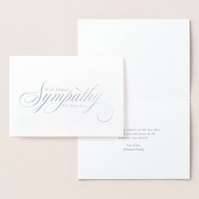 Enkel Elegant Skript Sympati Kondoleans Folierat Kort (Display)