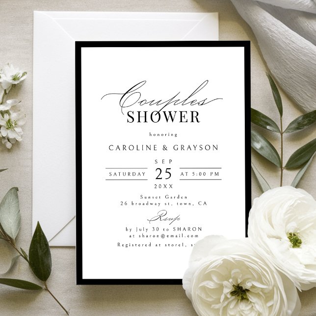 Enkel Elegant Skript Typografi Par Bröllopsdusch Inbjudningar (Simple Graceful Script Typography Couples Shower Invitation)