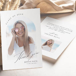 Enkel Elegant Skriptbild 2 Photo Studenten Tack Kort