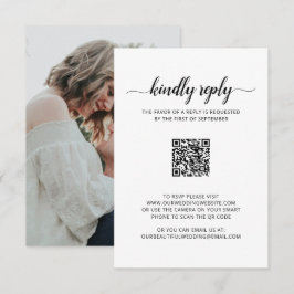 Enkel Elegant Skriptfoto QR-kod Bröllop OSA Kort