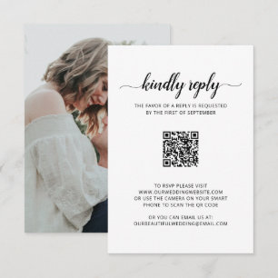 Enkel Elegant Skriptfoto QR-kod Bröllop OSA Kort