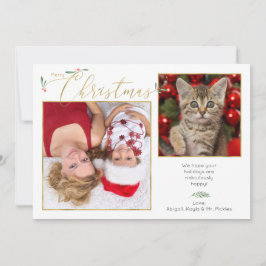 Enkel Elegant, skripttypografi 2-foto Julkort