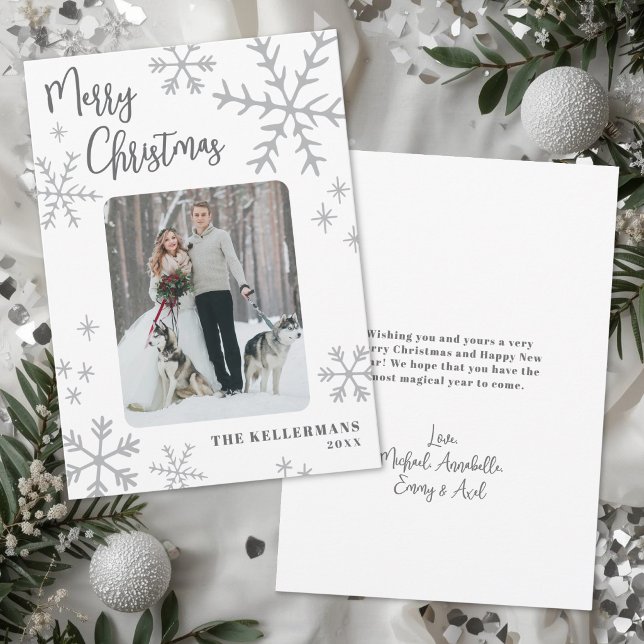 Enkel Elegant Snöflinga Jul Julkort (Simple Elegant Snowflake Christmas Holiday Card )