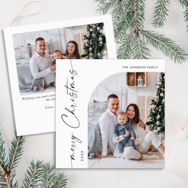 Enkel Elegant Snyggt 2 PHOTO-jul Hälsning Julkort (Skapare uppladdad)