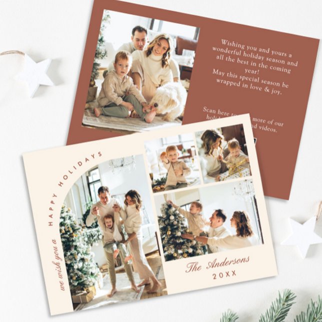 Enkel Elegant Snyggt 5 PHOTO-jul Hälsning Julkort (Skapare uppladdad)