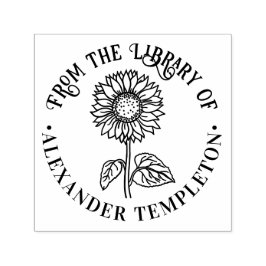 Enkel Elegant Solros Rund Bibliotek Bok Namn Självfärgande Stämpel