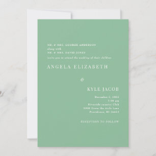 Enkel & Elegant Sommar Grön Vit Text Bröllop  Inbjudningar