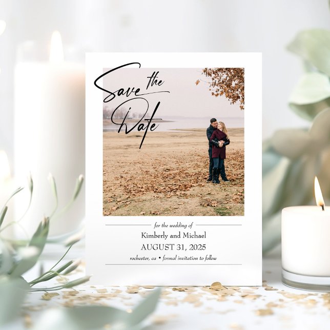 Enkel Elegant Spara datumfoto Magnetisk Inbjudningskort (Elegant Save The Date Photo Cards)