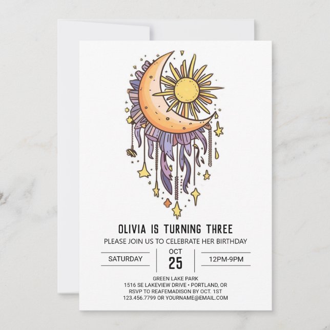 Enkel Elegant Stars Digital Birthday Inbjudningar (Framsida)