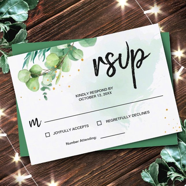Enkel elegant stilfull akvarell bröllops-rsvp OSA kort (Skapare uppladdad)