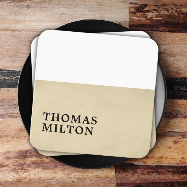 Enkel Elegant Struktur Beige White Consultant Fyrkantigt Visitkort (Skapare uppladdad)