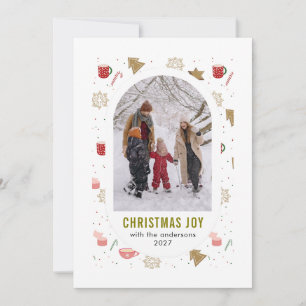 Enkel Elegant Stylish Jul familjefoto Julkort