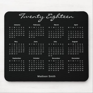 Enkel Elegant Svart 2018 Kalender Musmatta