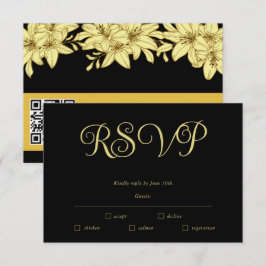 Enkel Elegant Svart & Guld RSVP-kort OSA Kort