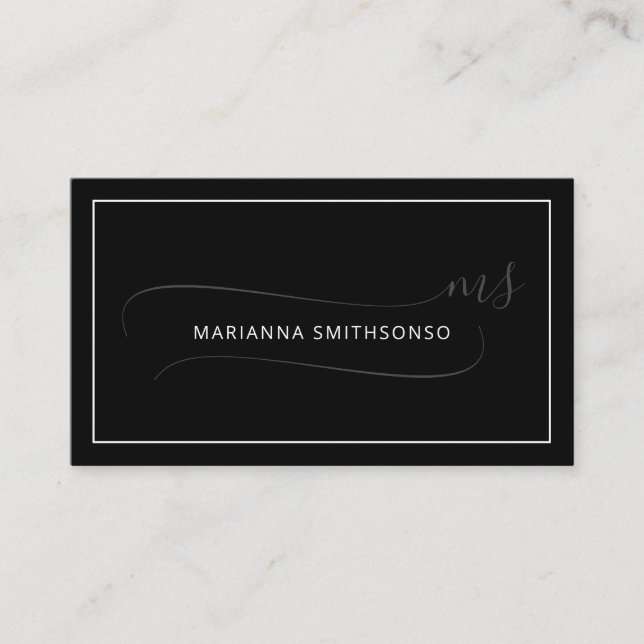 Enkel Elegant Svart Minimalistisk Två Monogram Visitkort (Framsida)