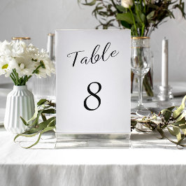 Enkel elegant svart och vit bröllop bordsnummer