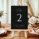 Enkel Elegant svart och vit bröllop Bordsnummer<br><div class="desc">Koordinera ditt mottagande med enkla svarta Bordsnummer med Elegant. Behåll ett konsekvent utseende med en svart bakgrund,  ett klassiskt serif-tecken och personligens egna namn,  vilket ger en elegant och en organiserad kontakt till varje bord.</div>