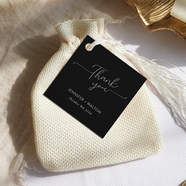 Enkel Elegant svart och vit bröllop Gåvor Etiketter (Skapare uppladdad)