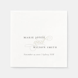 Enkel Elegant, svart och vit Bröllop Pappersservett