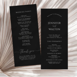 Enkel Elegant svart och vit bröllop Program