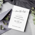 Enkel elegant svart och vit bröllop spara datumet<br><div class="desc">Modern elegants minimalistiska typografi-skript neutralt bröllop spara datum-kort.</div>