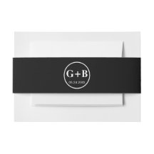 Enkel elegant svart och vit monogram bröllop