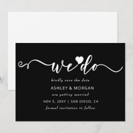 Enkel Elegant, svart och vitt hjärta som vi gör Spara Datumet