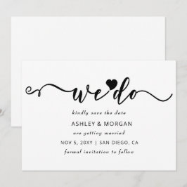 Enkel Elegant, svart och vitt hjärta som vi gör Spara Datumet