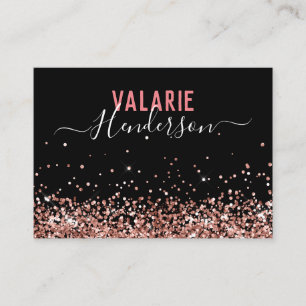 Enkel Elegant, svart Rosa, skript Glitter Visitkort