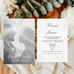Enkel Elegant, svart, vit minimalistisk Spara Datumet