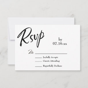 Enkel, elegant, svart & vit RSVP-typografi OSA Kort