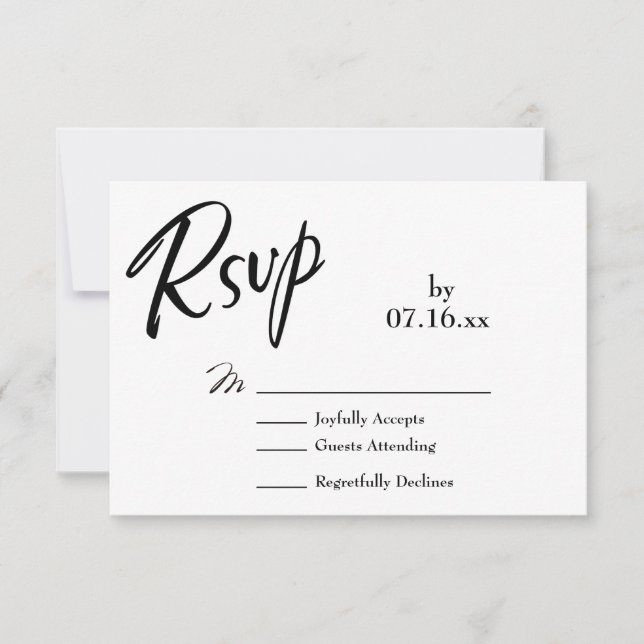 Enkel, elegant, svart & vit RSVP-typografi OSA Kort (Framsida)