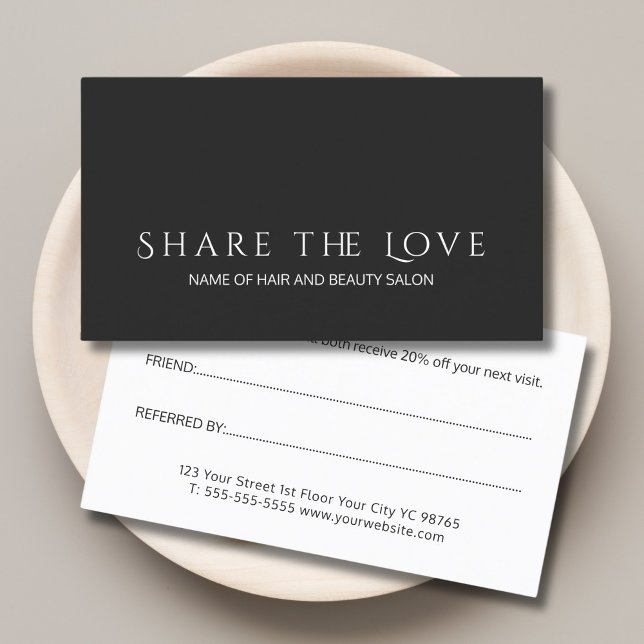 Enkel Elegant Svart Vit Skönhetssalong Rabattkort (Skapare uppladdad)