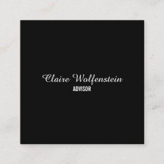 Enkel Elegant Svart-vit Skrift Fyrkantigt Visitkort
