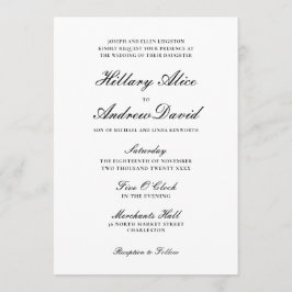 Enkel Elegant Svarta och vita Bröllop Inbjudningar